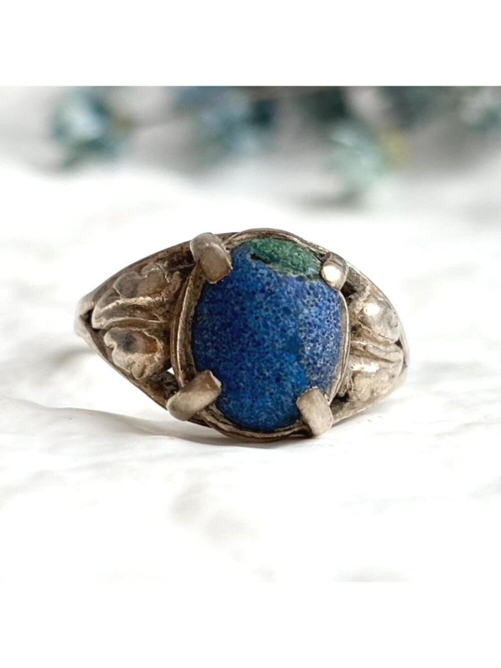 Lapis Lazuli Oval Cabochon Southwest Sterling Silver 925 Vintage Ring - sz 5.5